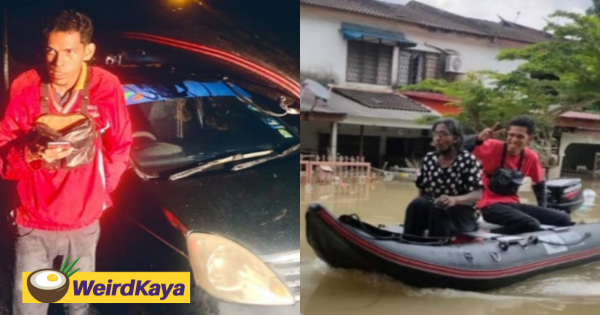 'abang viva' travels all the way to shah alam from malacca to aid flood victims with only rm50 in his pocket | weirdkaya