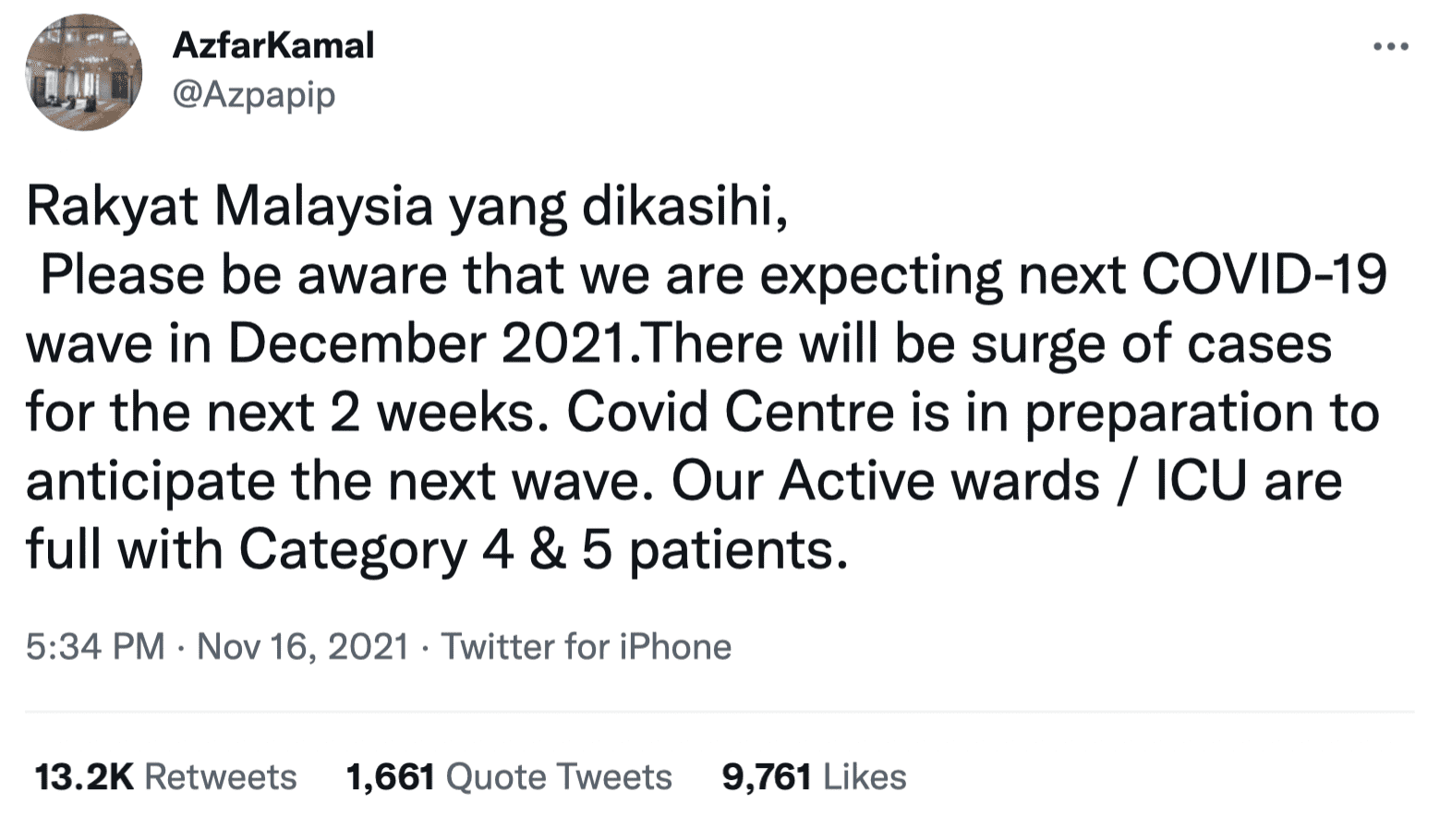 Azfar Kamal doctor warns Malaysia to be careful