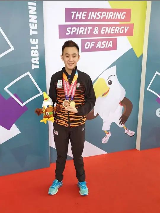 Chee chaoming won gold and bronze in asian game 2018