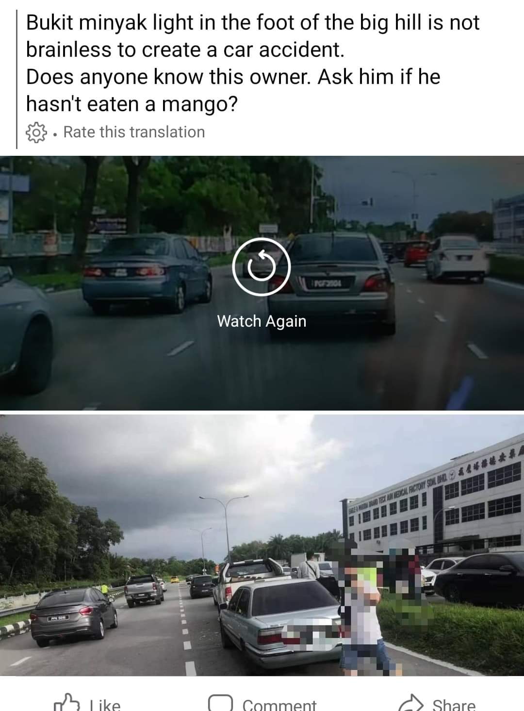 Driver sudden urge to buy mango pickle results in a double collision