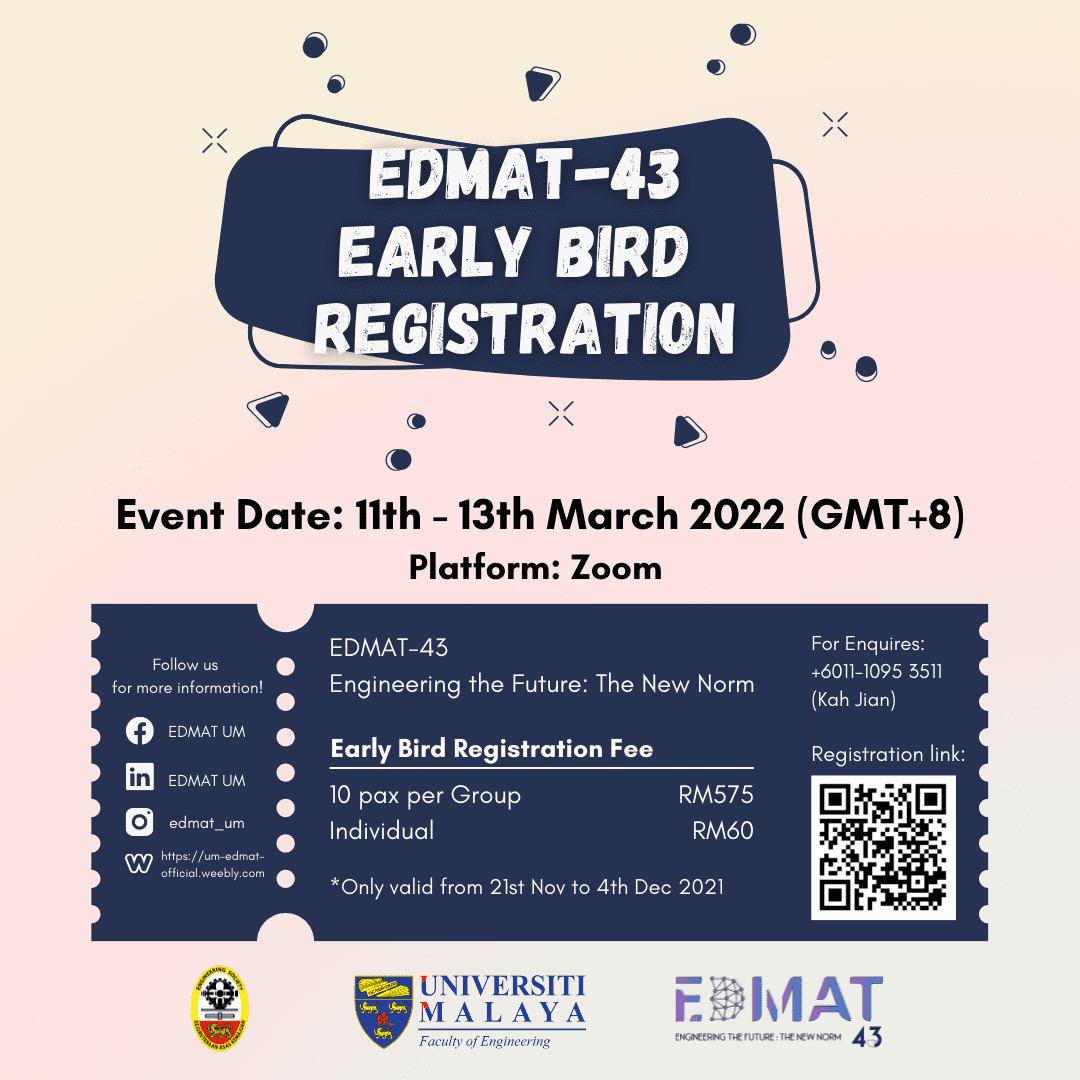 EDMAT-43 Early Bird Registration