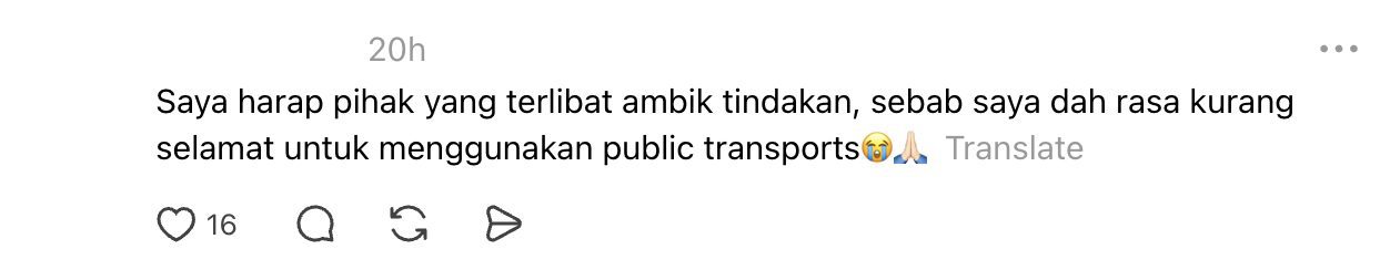 Feel less safety on public transport