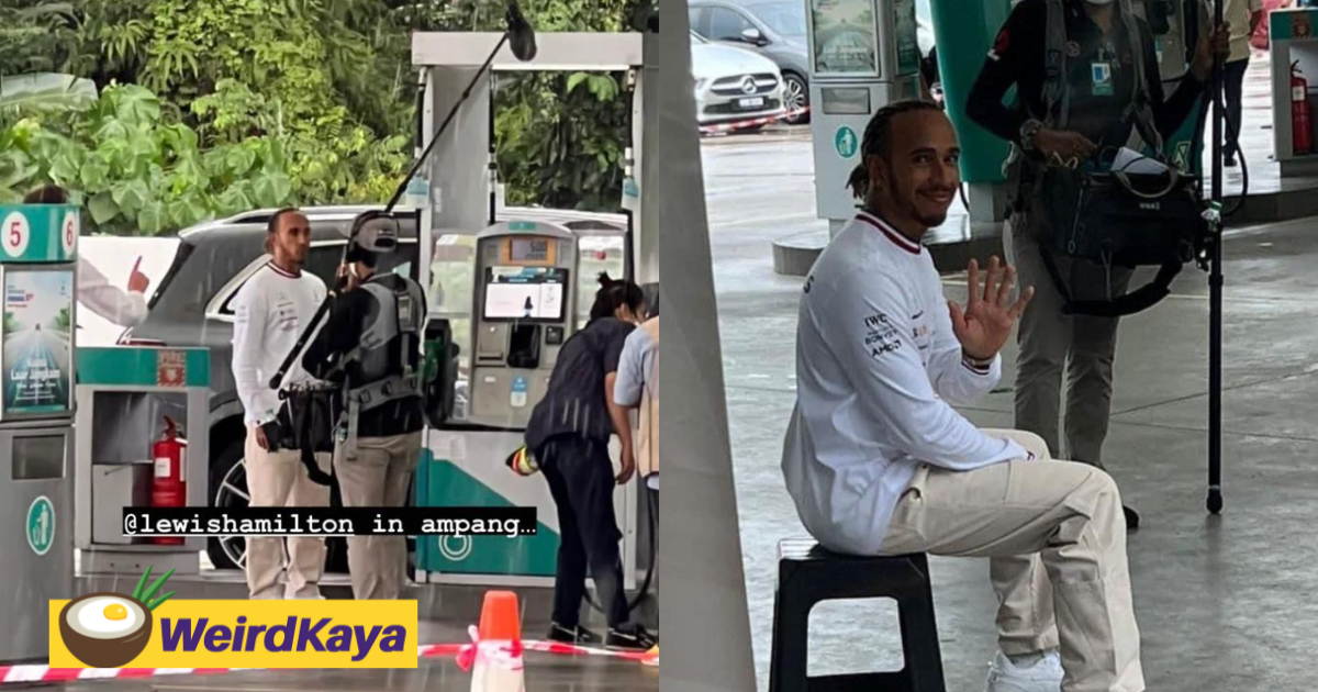 F1 legend lewis hamilton spotted at petronas petrol station & klcc | weirdkaya