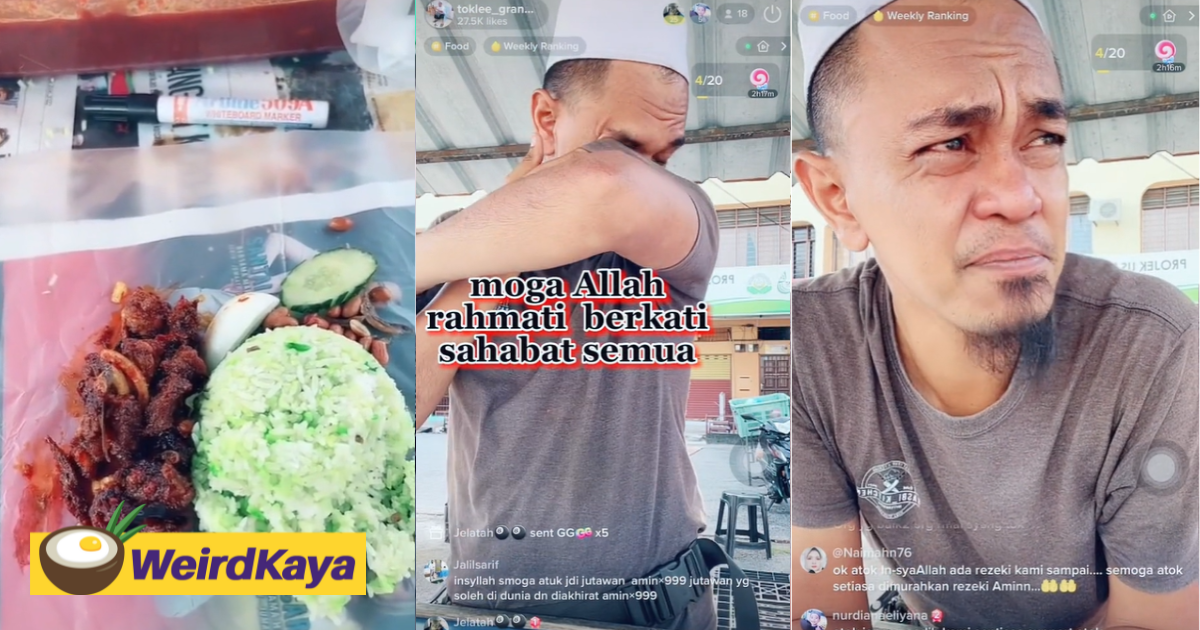 M'sian seller cries following complaints that his rm5 nasi lemak is too expensive | weirdkaya
