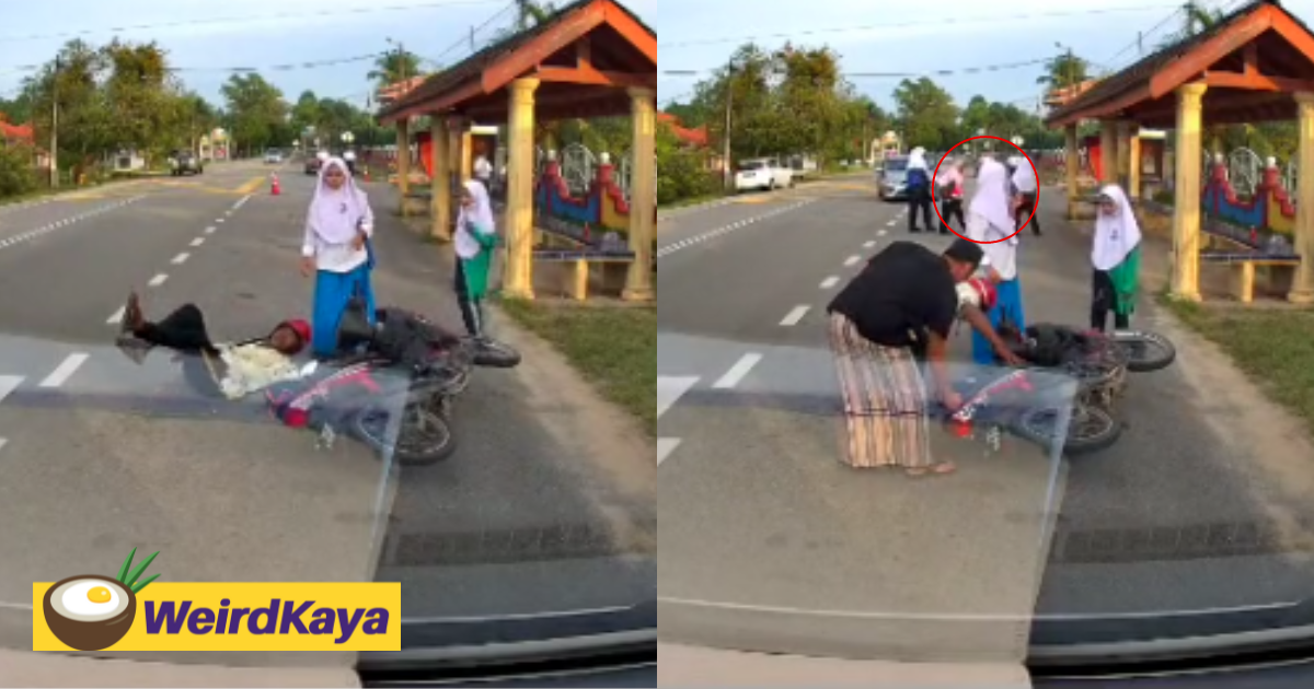 M'sian girl, embarrassed by her dad falling off motorbike, slammed by netizens for refusing to help | weirdkaya