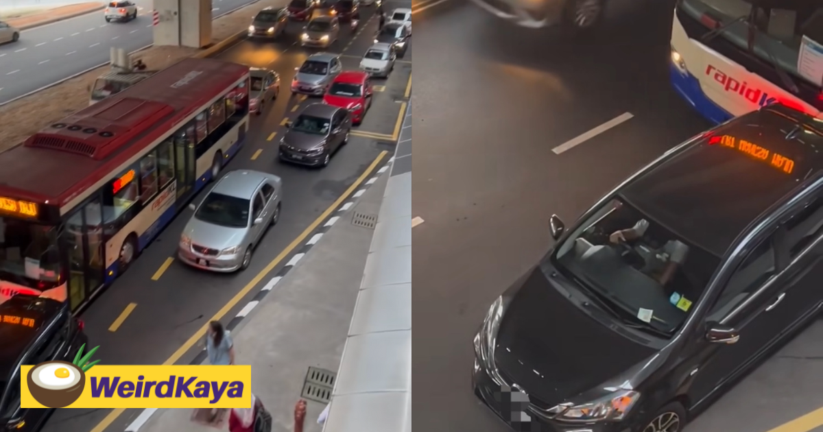 [video] selfish myvi driver stops at yellow line & refuses to move, causing massive traffic jam | weirdkaya