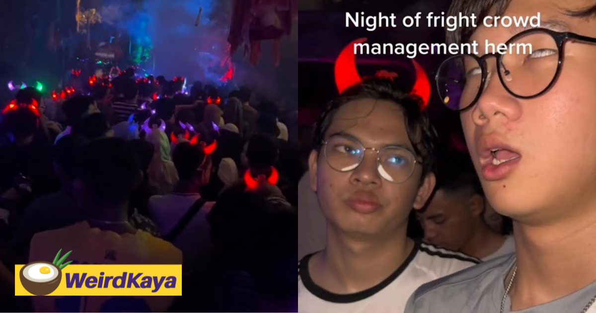  super long queues with no social distancing spotted at sunway’s night of fright | weirdkaya