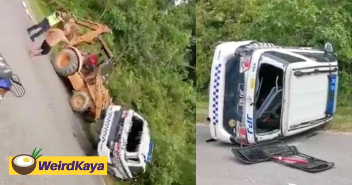 [video] jpj vehicle gets flipped like a pancake by angry backhoe driver in keningau | weirdkaya
