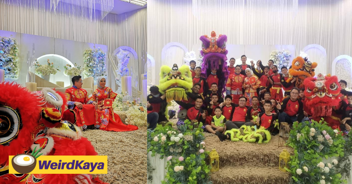 [video] malay couple wows netizens with multicultural wedding complete with lion dance and dais | weirdkaya