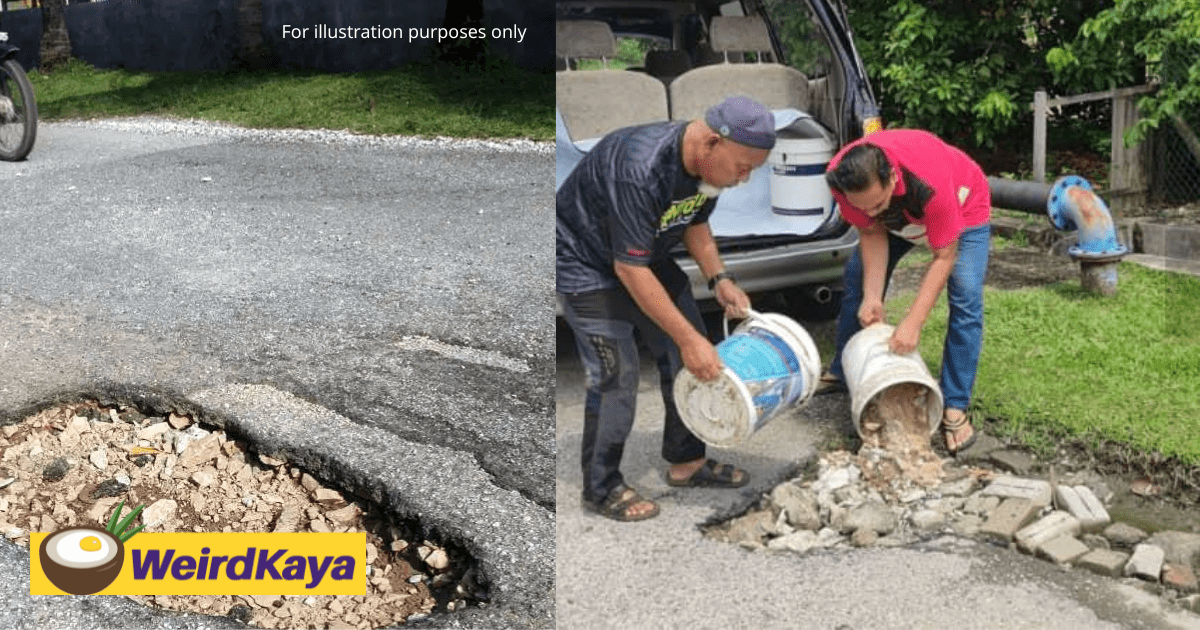 M'sian Club Members Fix Potholes Themselves To Prevent More Accidents From Happening