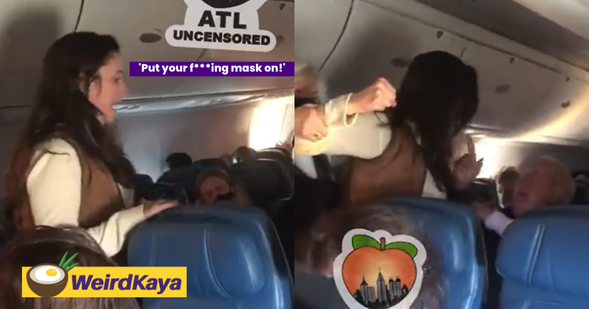 Maskless 'karen' slaps and spits at man for taking down mask to eat on the plane | weirdkaya
