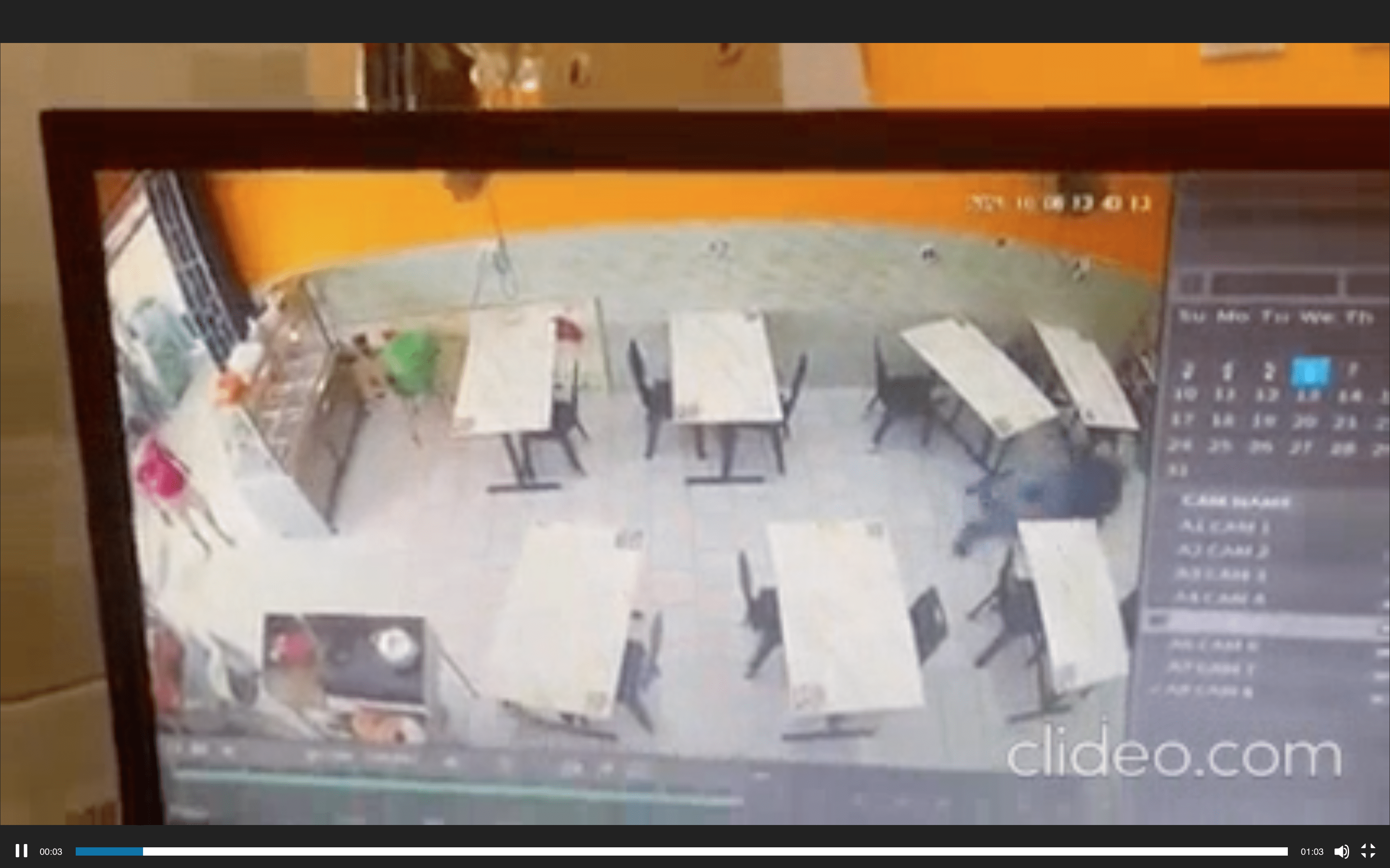 A man was tackling his wife to the ground in a mamak restaurant, pushing tables astray. 