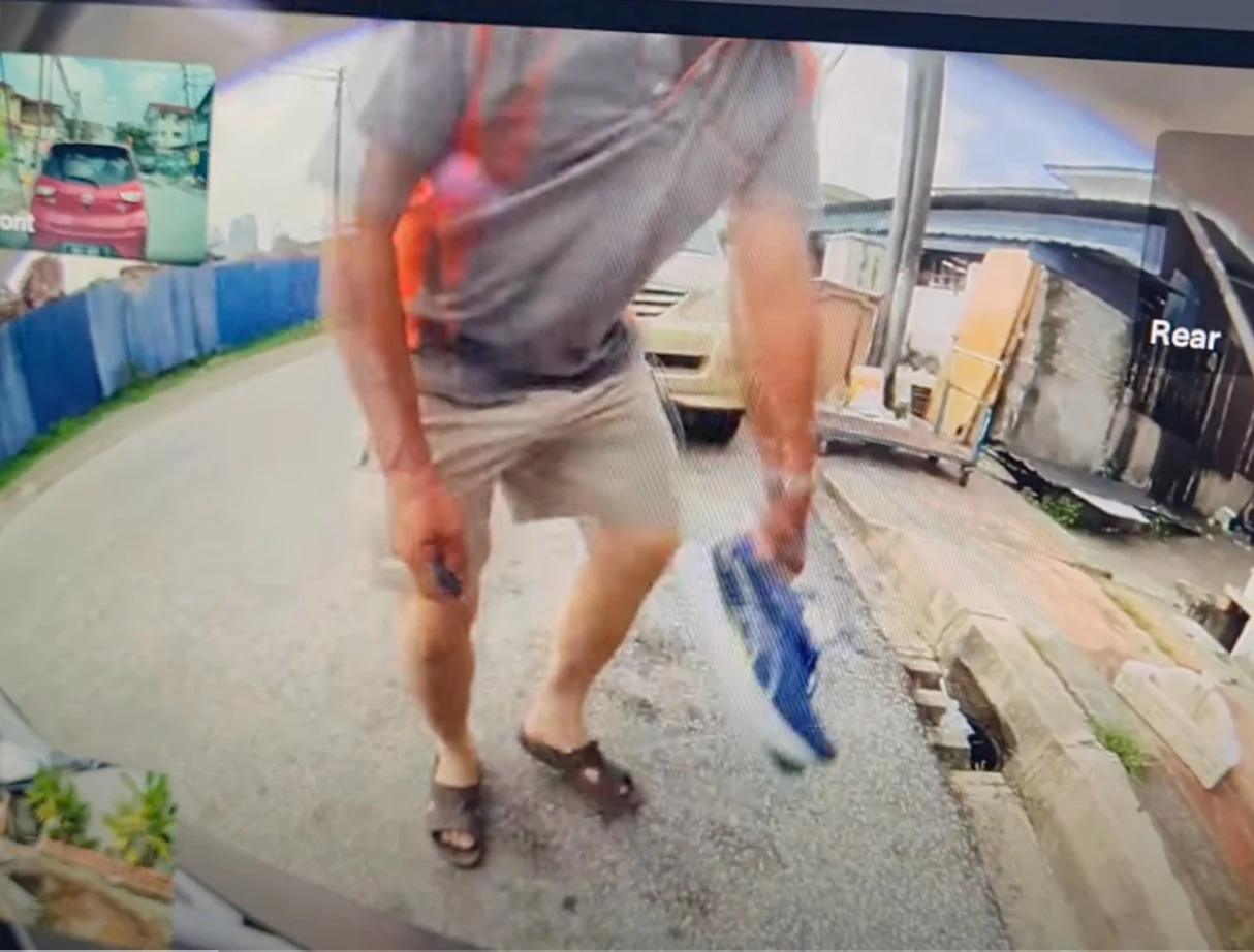 Man stealing the sneaker