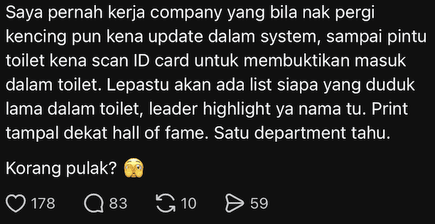 M’sian Claims Ex-Company Made Staff Scan ID Card, Shamed Them Publicly If They Used The Toilet For Too Long