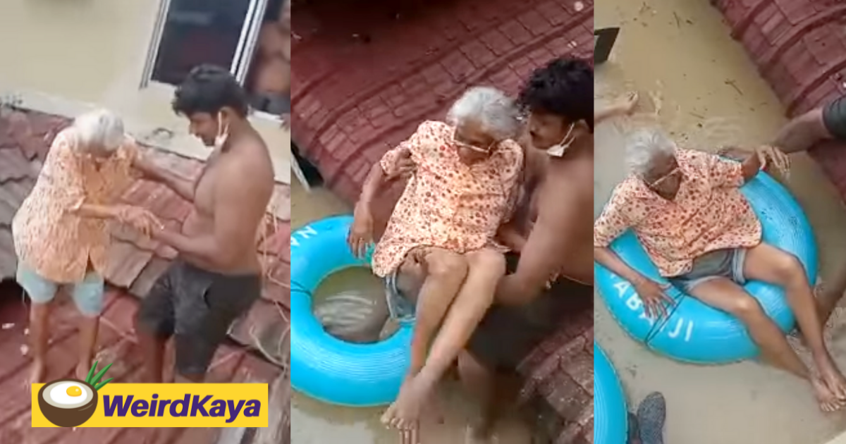 M'sian uses lifesaver tubes to rescue stranded grandmother and brother-in-law from floodwaters, hailed a hero online | weirdkaya
