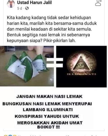Seputeh mp shares post of ustaz urging m'sians not to eat nasi lemak, alleging that it is 'the symbol of a jewish conspiracy' | weirdkaya