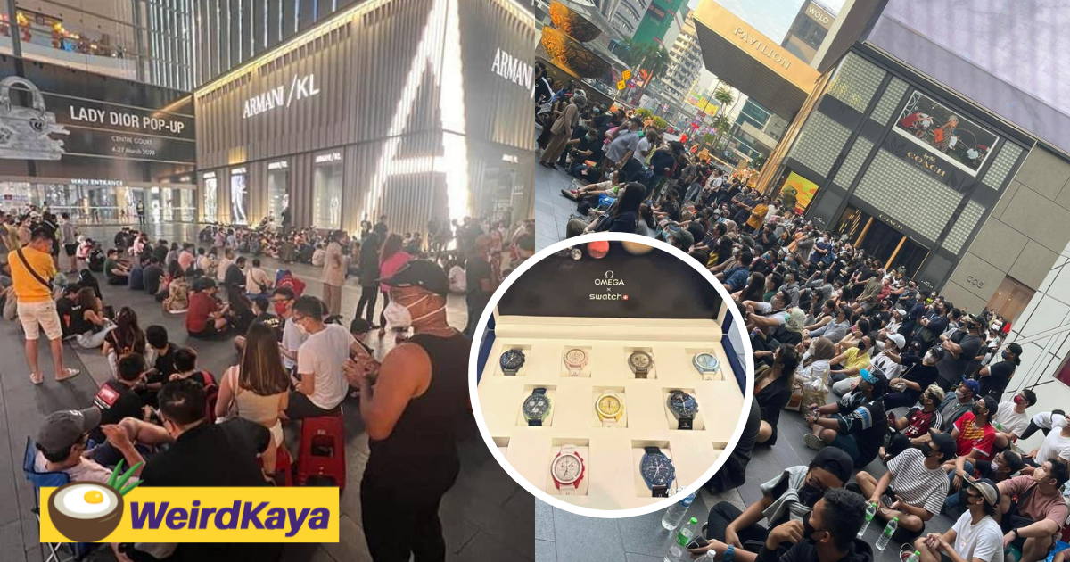 M'sians camp overnight outside pavilion kl to get their hands on the omega x swatch moonswatch collection | weirdkaya