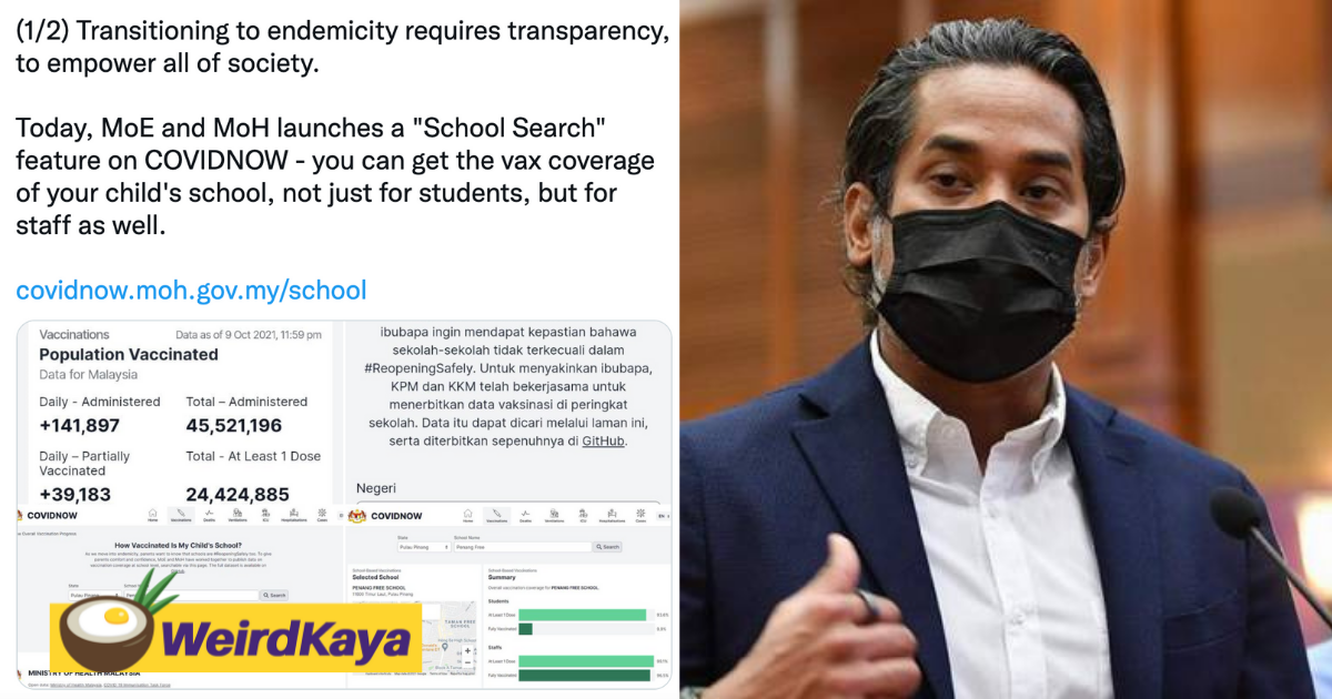 Khairy: parents can now track the vaccination rate of their children's school with new feature | weirdkaya