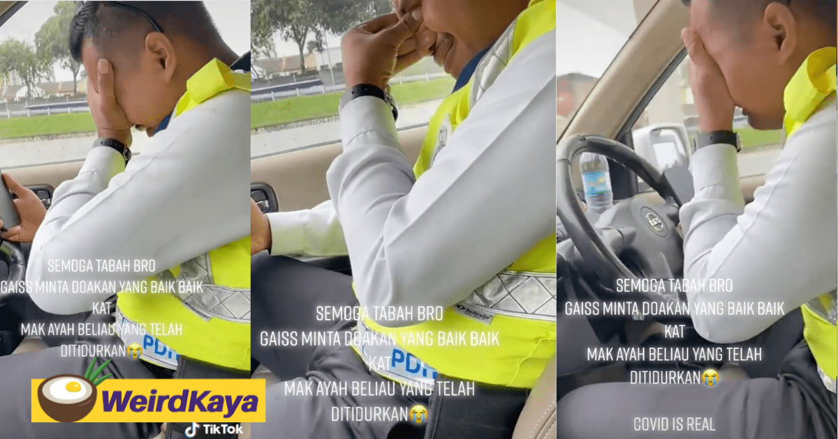 Policeman bursts into tears after receiving news of COVID positive parents require intubation