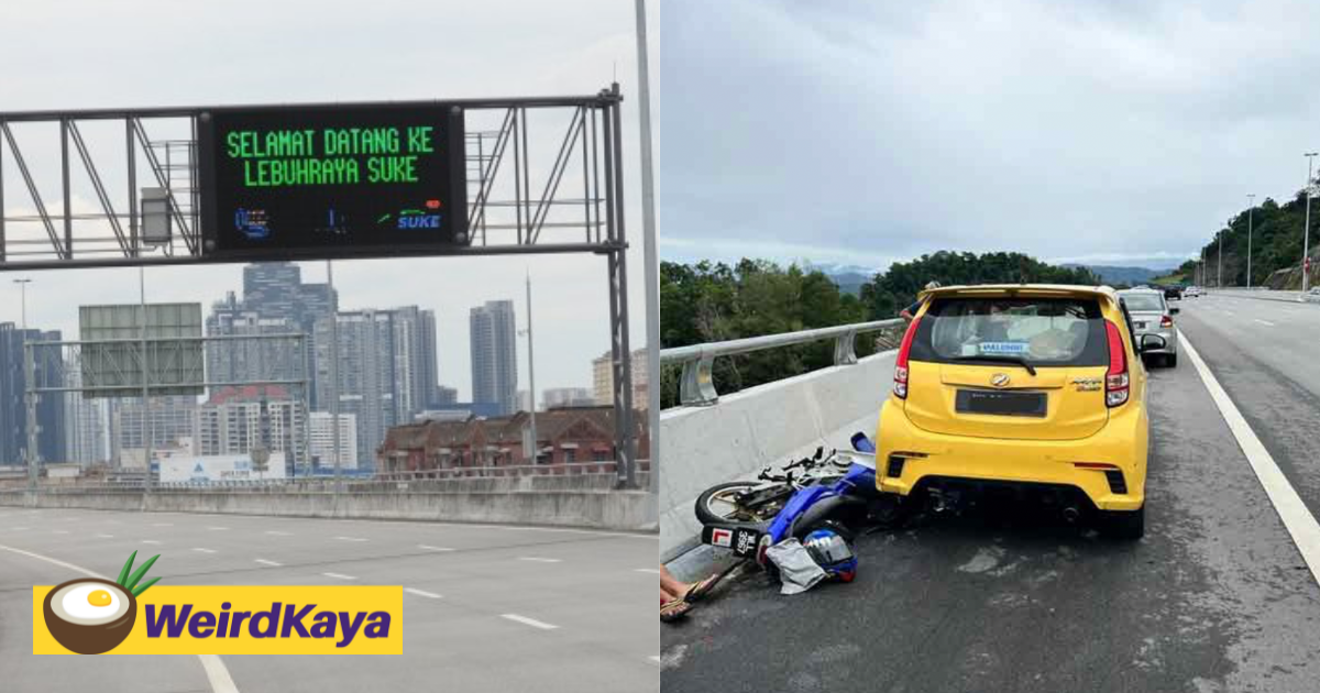 SUKE Highway Records First Accident With Myvi Stopping At Emergency Lane To View The Scenery