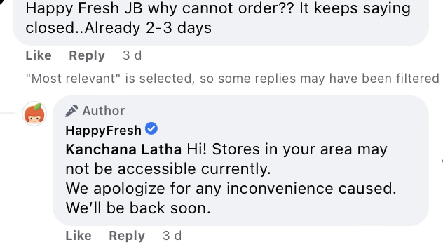 Happyfresh seemingly ceases operation in malaysia, temporarily suspends all stores & delivery services on app | weirdkaya