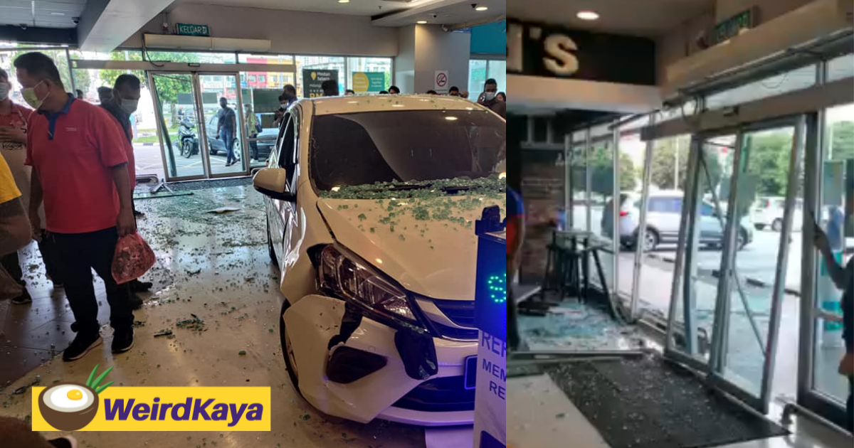 Myvi creates its own drive-thru by making a smashing entry into lotus's outlet | weirdkaya