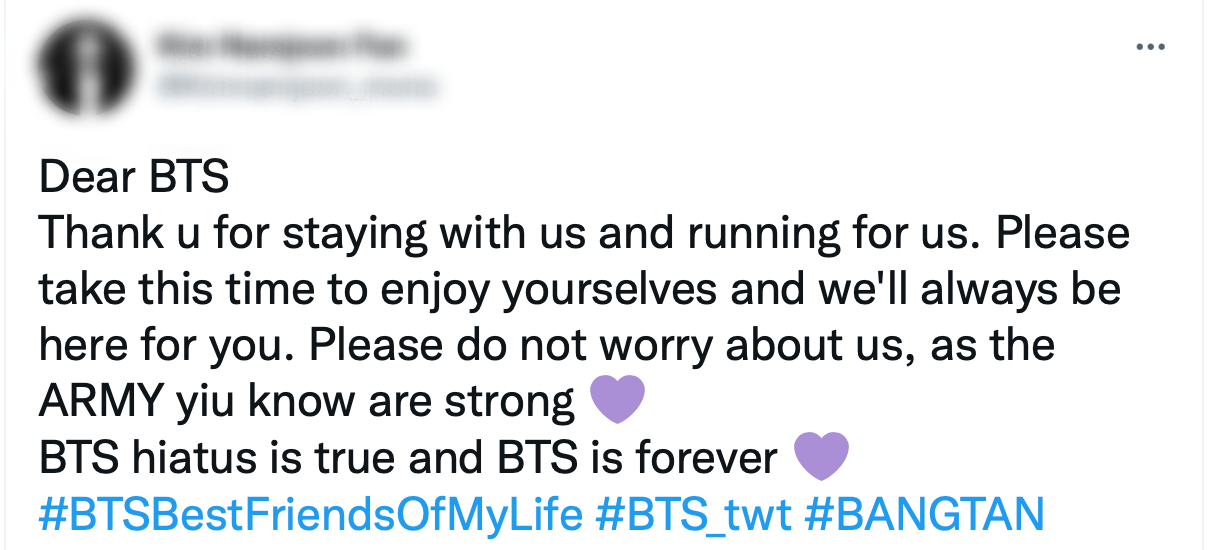 Bts announced that they're taking a break