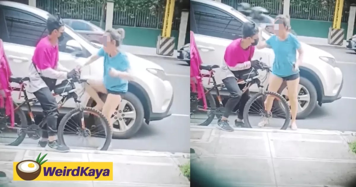 Woman kicks and slaps food delivery cyclist who accidentally scratched her car | weirdkaya