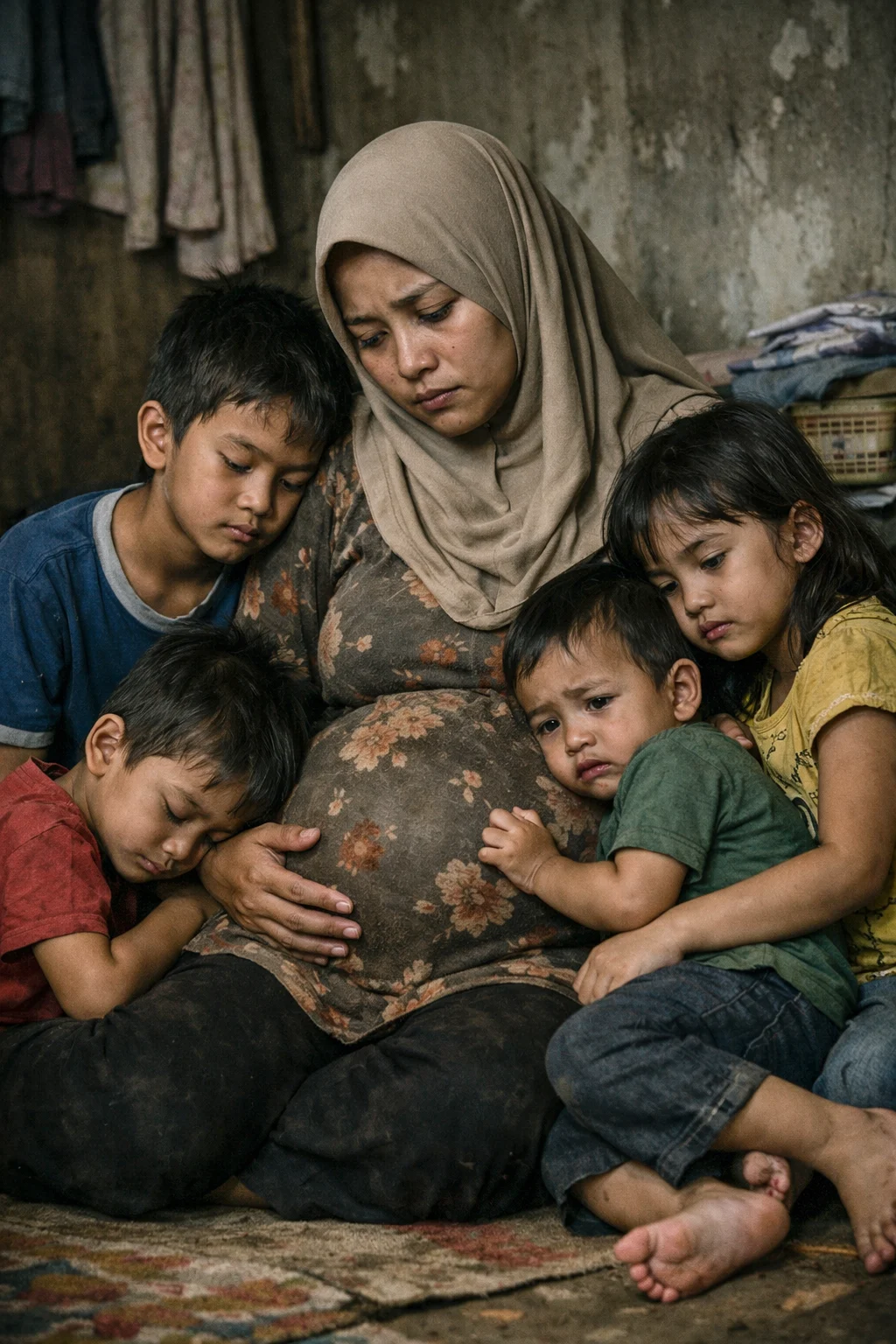 A pregnant woman with 4 kids