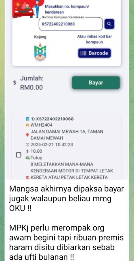 a screenshot of message from a telegram group
