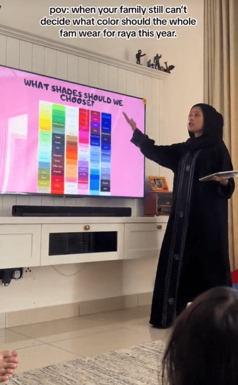 M'sian woman does presentation on Hari Raya outfit colour chart