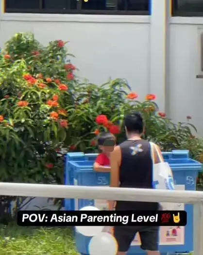 Boy cries while inside recycling bin in S'pore