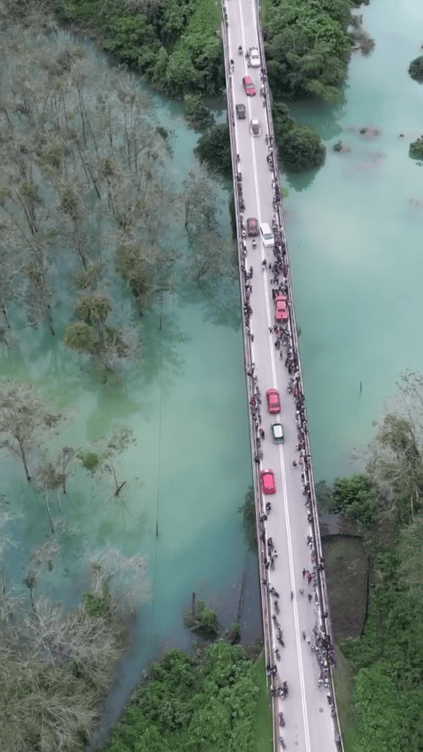Bridge between jade green river at Machang. Kelantan