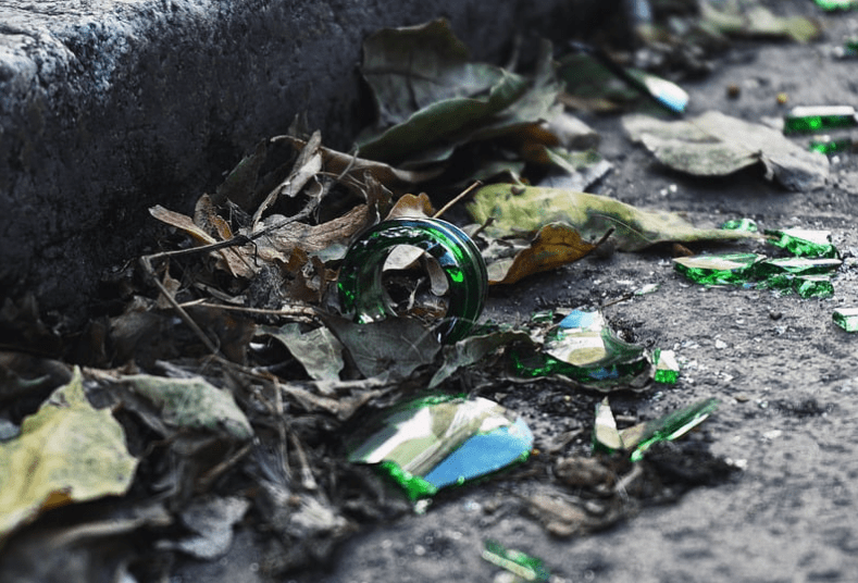 Broken glass fragments