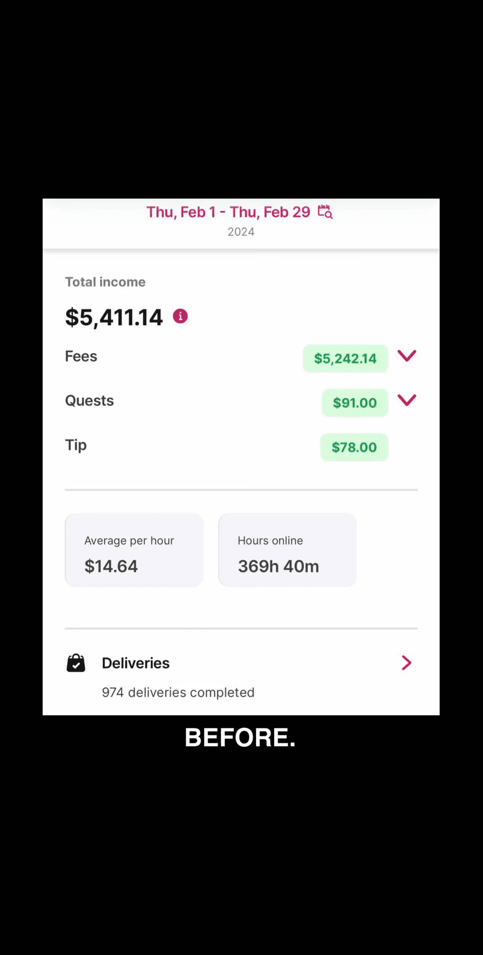 Bryan's earnings in Feb