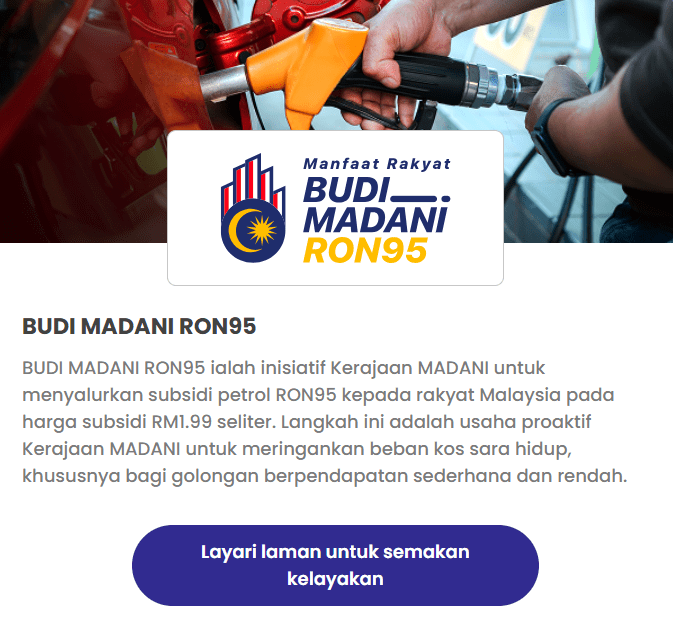 Budi95 display on website