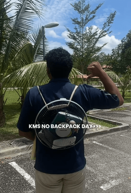 Carrying fan to school