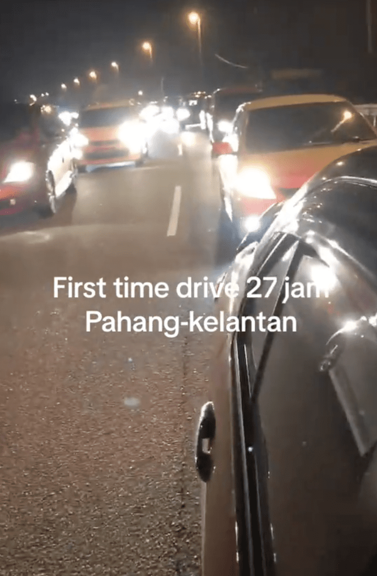 Cars during the 17 hour drive to Kelantan