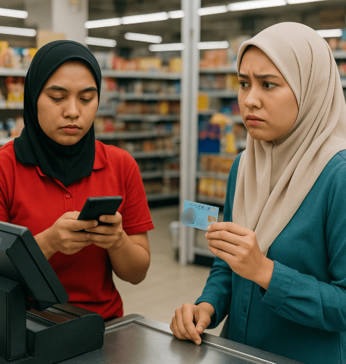 cashier say machine down