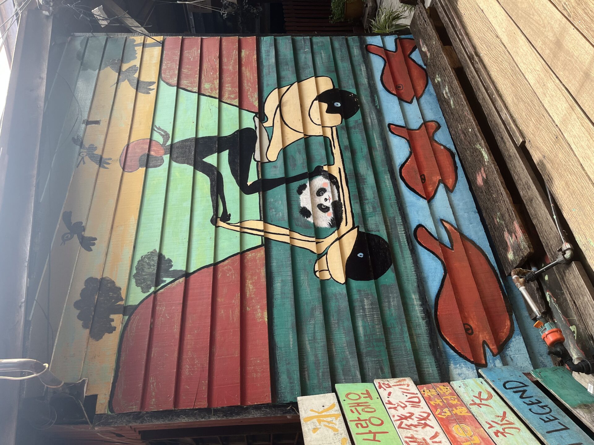 Close up of panda mural at Chew Jetty