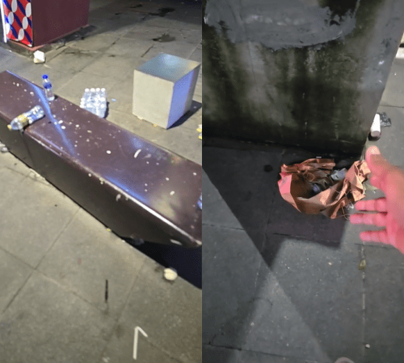 Closeup of rubbish thrown by M'sians in Hatyai