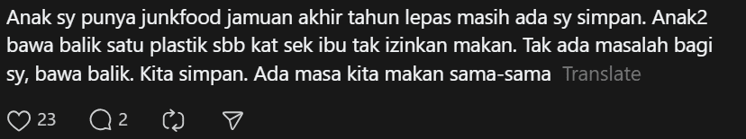 Comment on bringing snack to school (1)