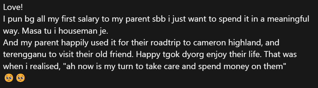 Comment support giving first salary (1)