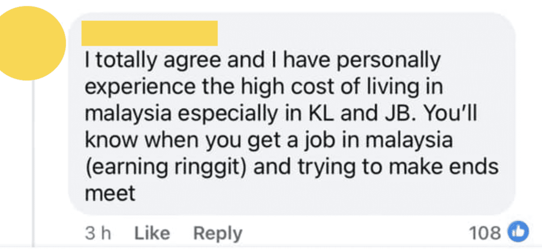 Comment01_M’sian Who Used To Live In KL Says Everything In SG Is ‘Cheap Cheap Cheap’ After Working There