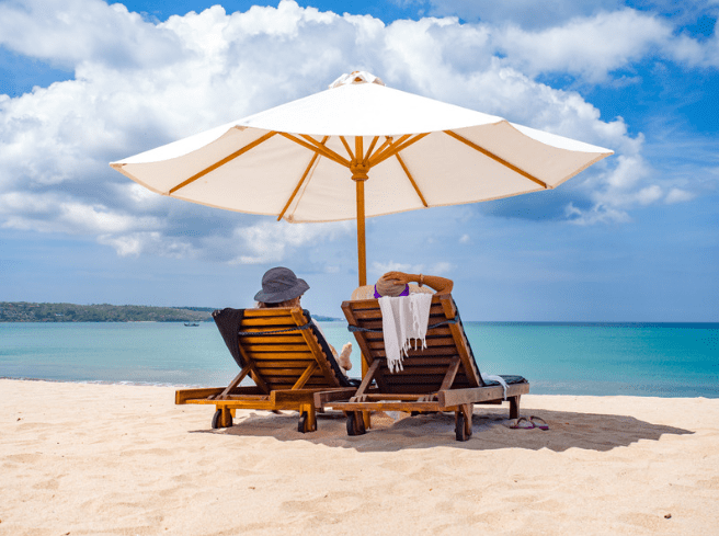 Couple on a holiday by the beach