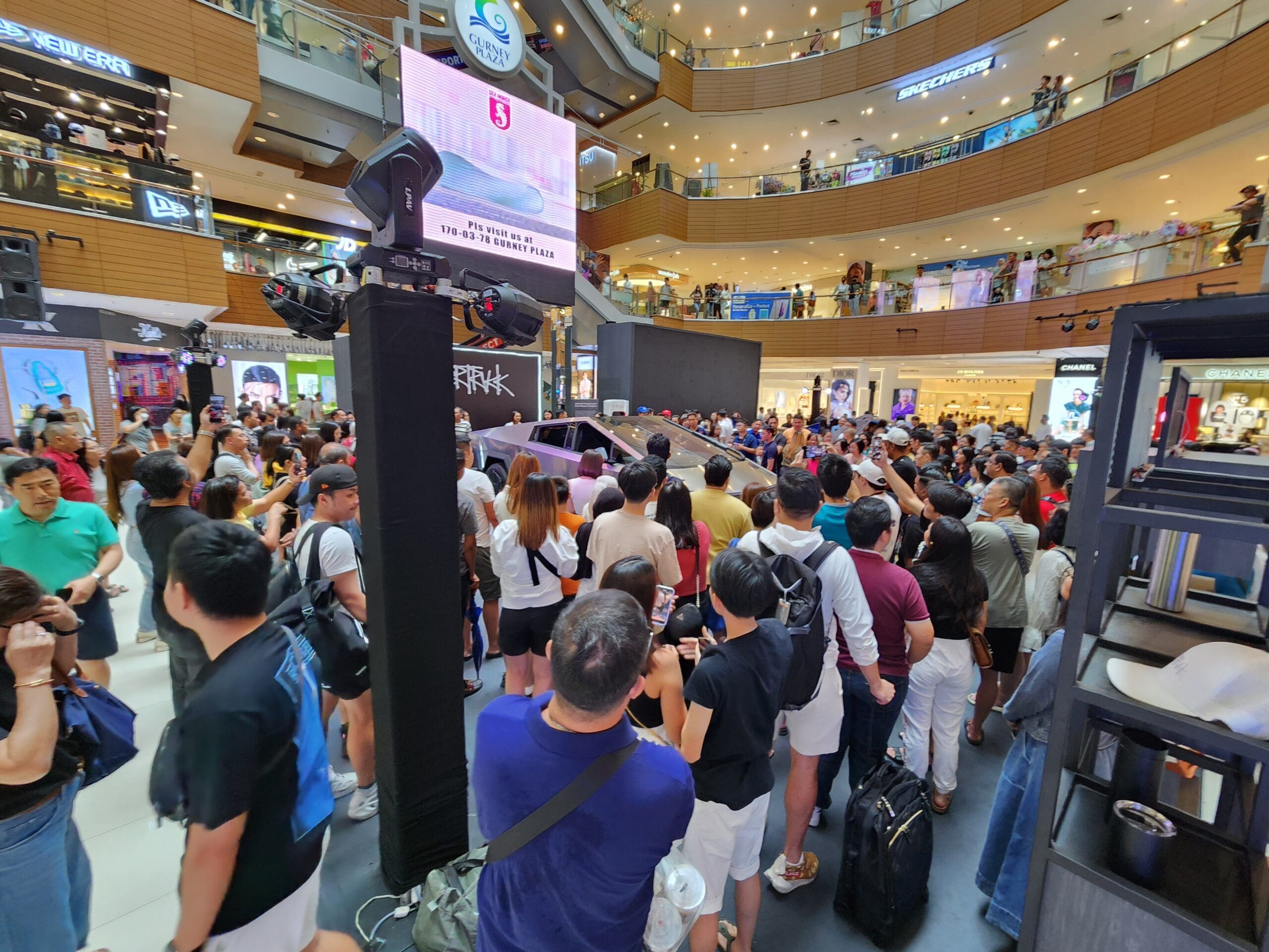 Crowd attending Tesla event