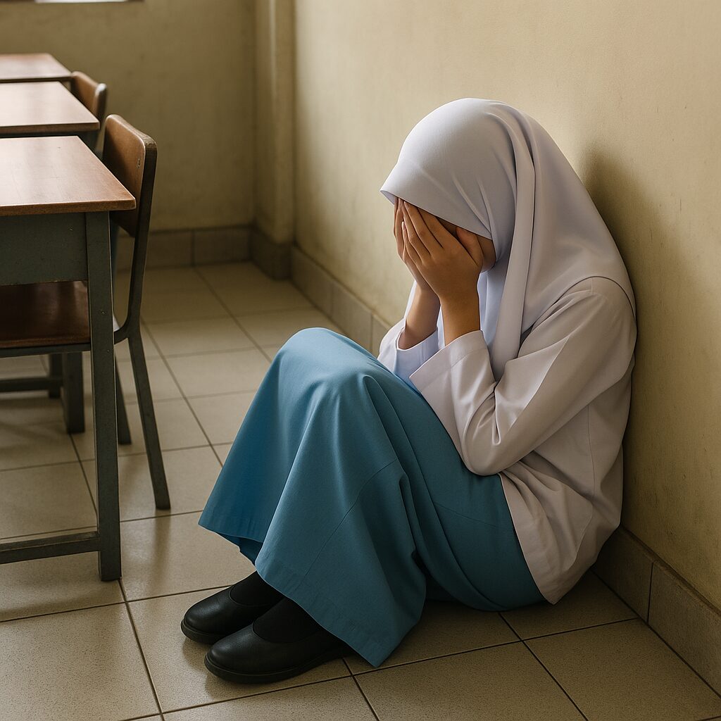 crying school student