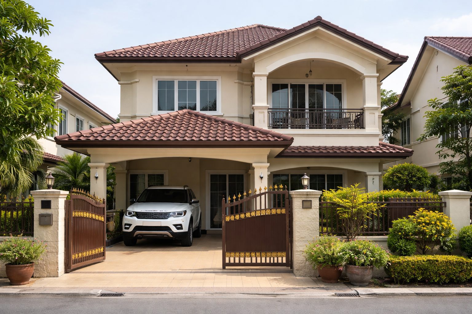 demi detached house with range rover