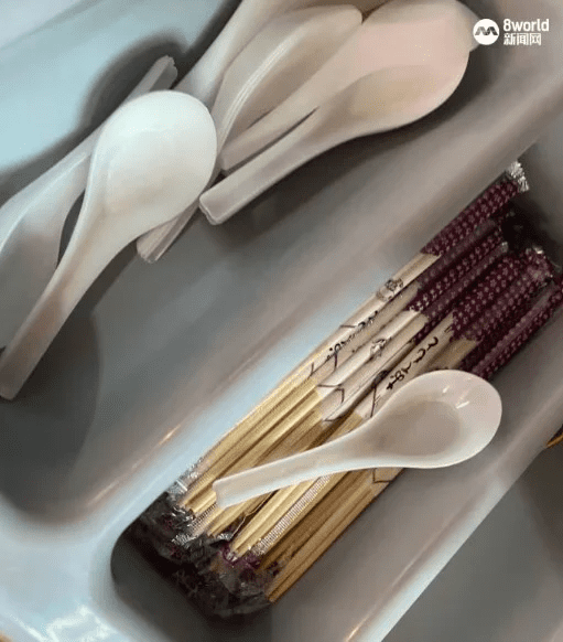 Disposable chopsticks on display at Maxwell Food Court, Singapore