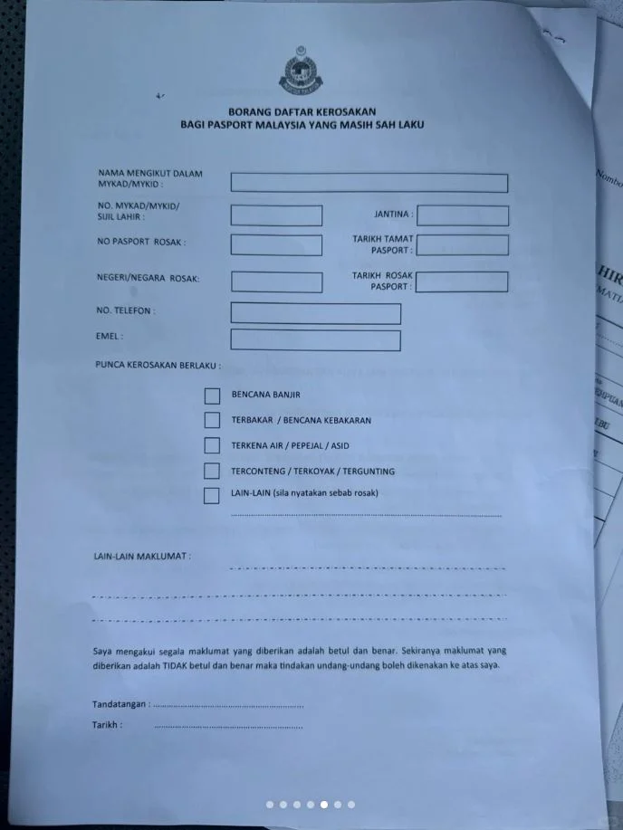 Document for passport replacement
